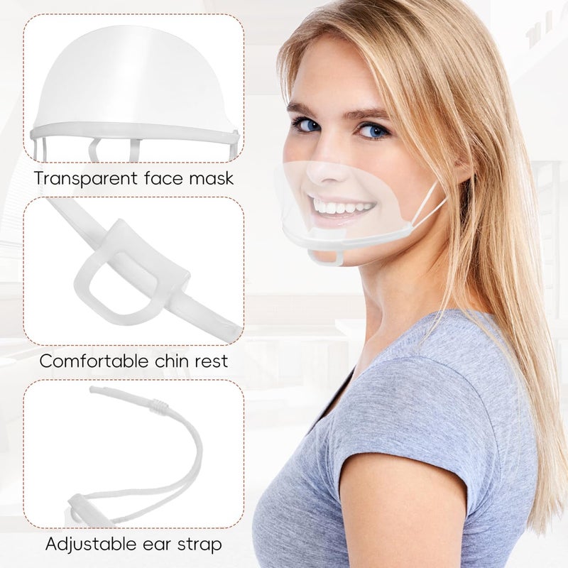 Veemoon Clear Plastic Chef Face Mask Shield 20Pcs Reusable Anti-Spit Mouth Cover with Chin Rest for Food Service Restaurants Catering Beauty Salons - Image 3